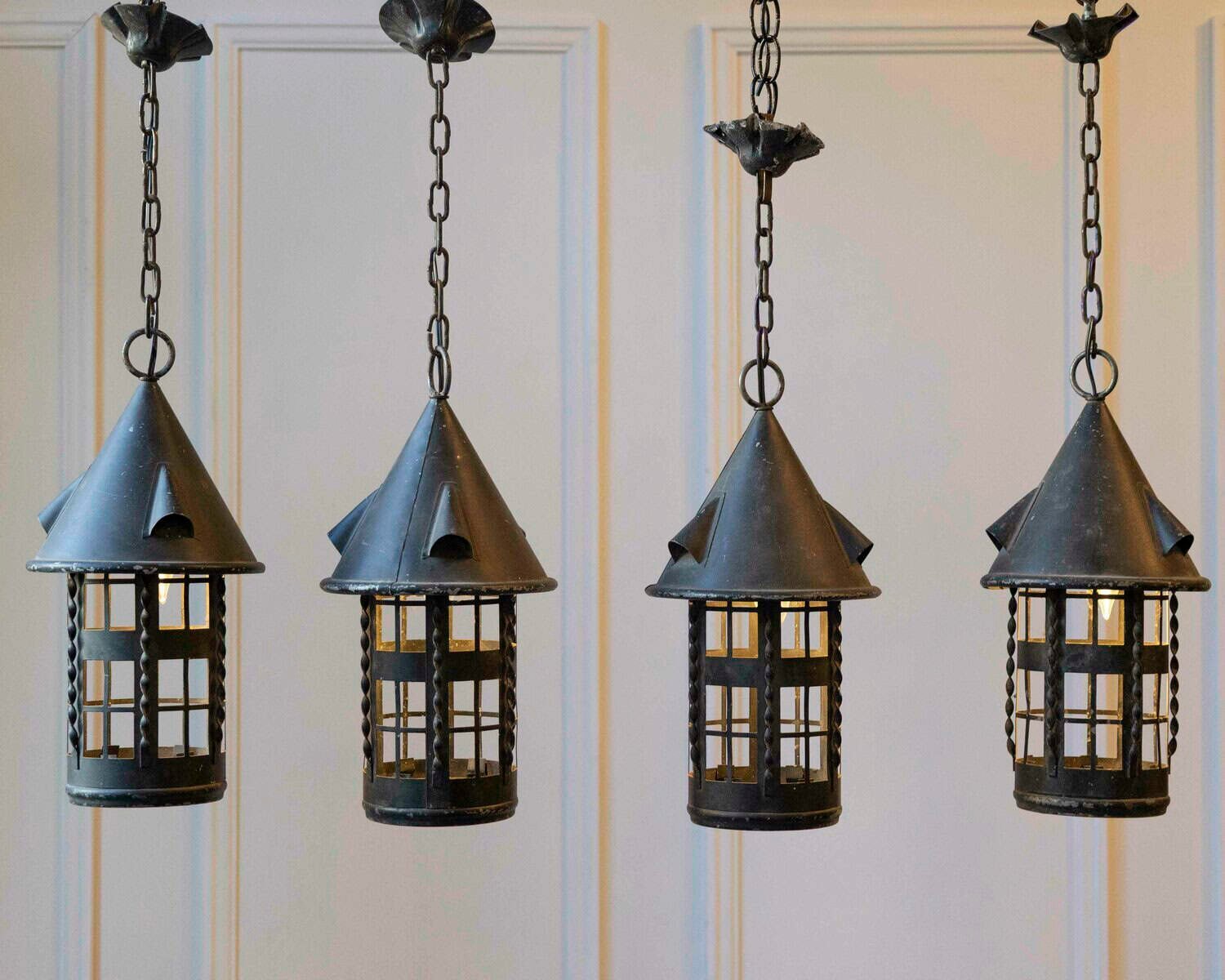 Set of Four Early 20th-Century French Iron Lanterns - JAA