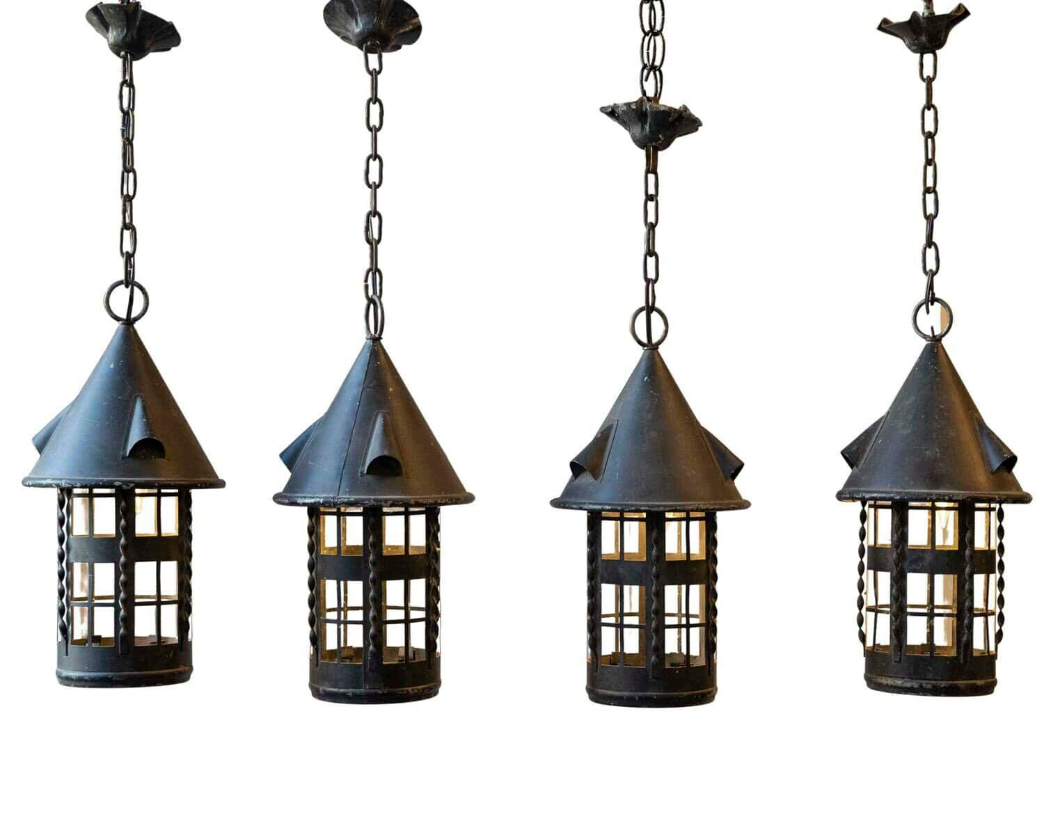 Set of Four Early 20th-Century French Iron Lanterns