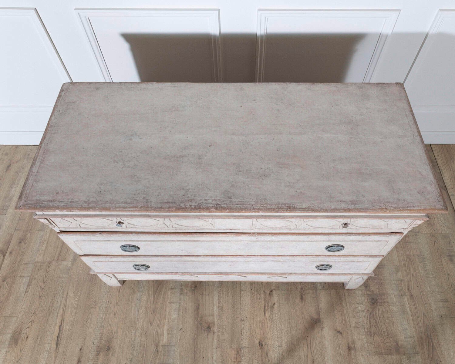 Antique Danish Painted Chest of Drawers in Antique White, Early 19th Century - JAA