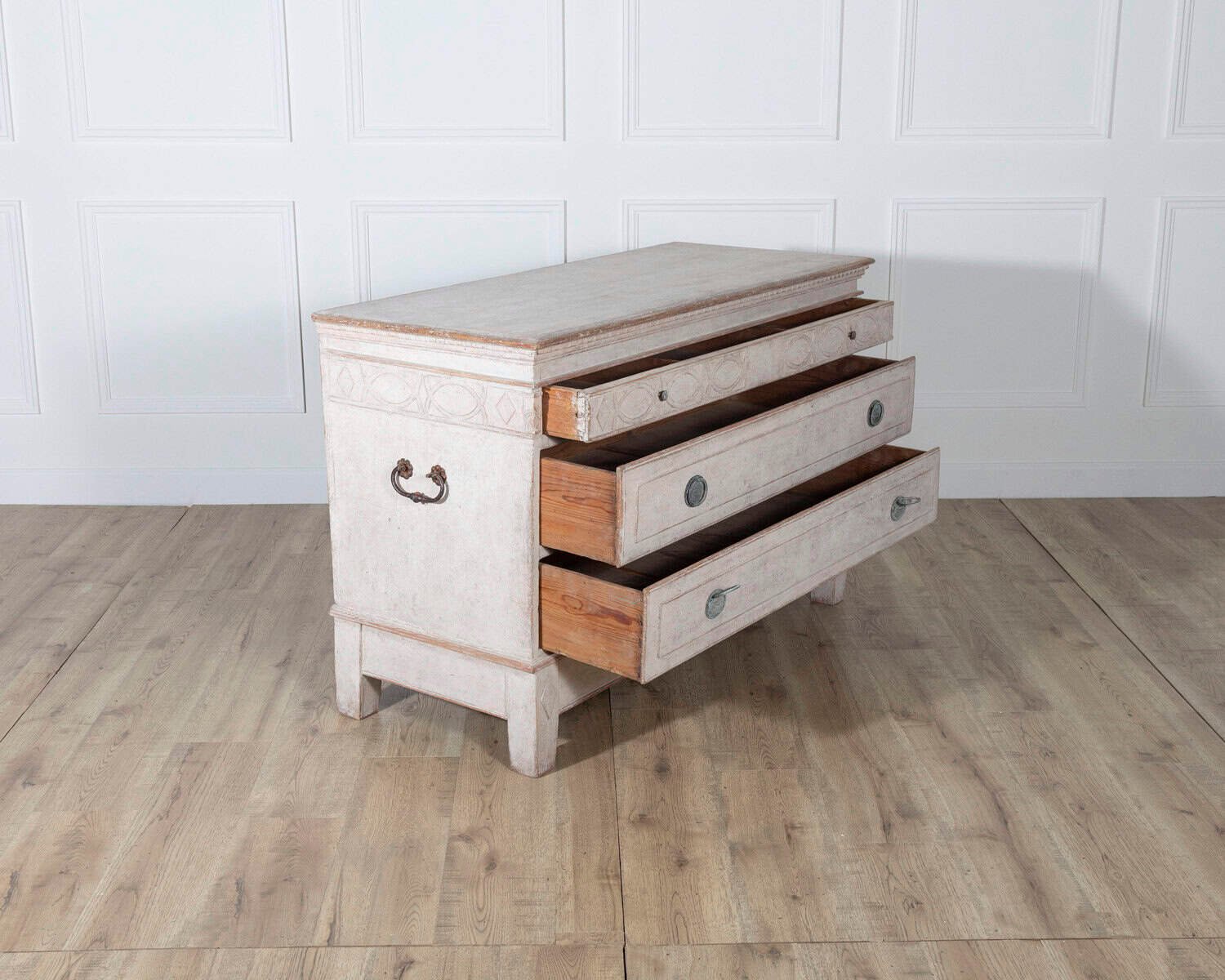 Antique Danish Painted Chest of Drawers in Antique White, Early 19th Century - JAA