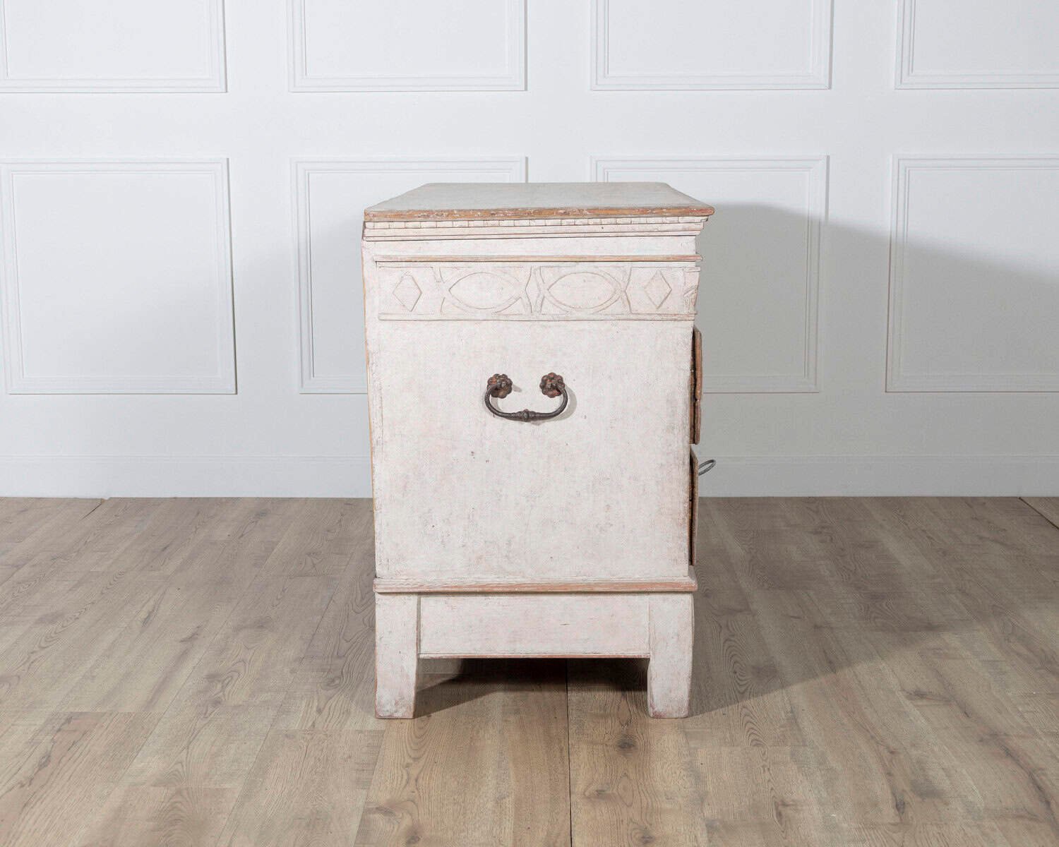 Antique Danish Painted Chest of Drawers in Antique White, Early 19th Century - JAA