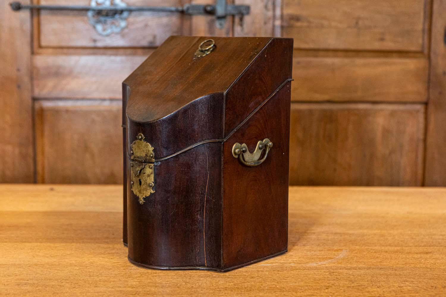 English George III Period Late 18th Century Walnut Box with Brass Hardware - JAA