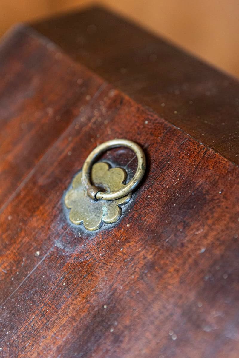 English George III Period Late 18th Century Walnut Box with Brass Hardware - JAA