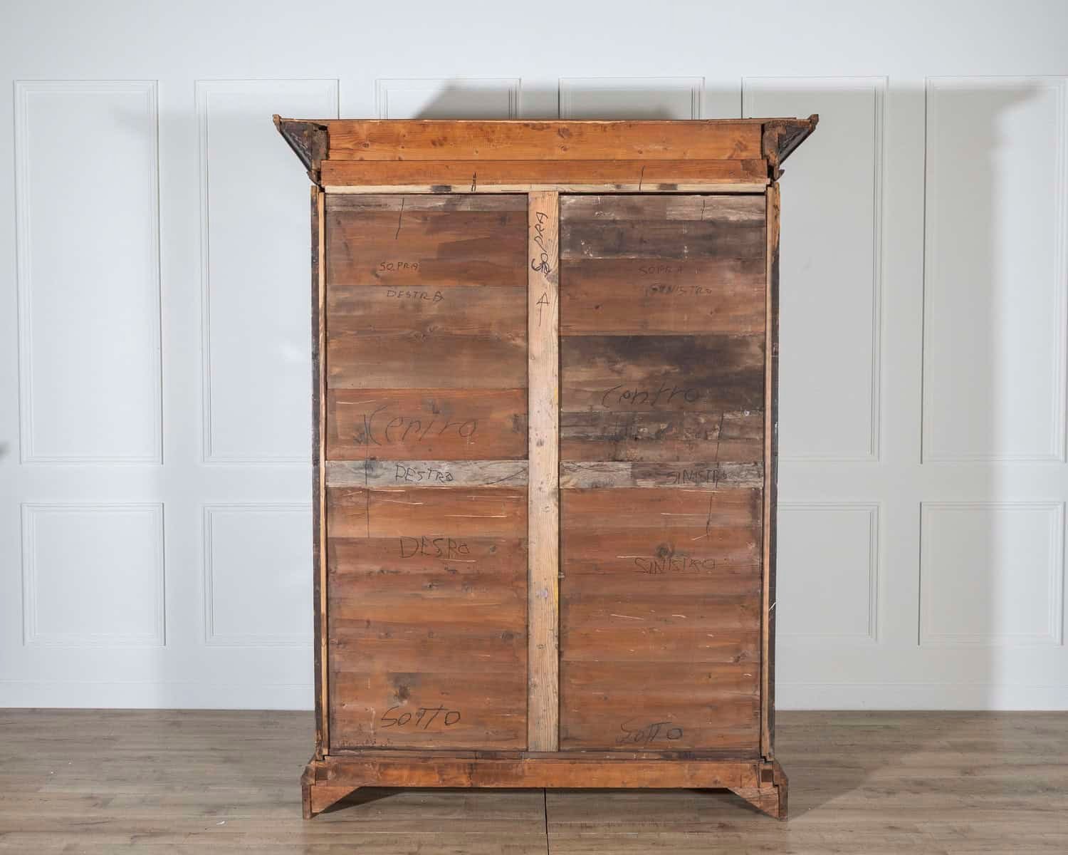 Italian 17th Century Lombard Walnut Wardrobe with Carved Pilasters, Molded Panels and Bracket Feet - JAA