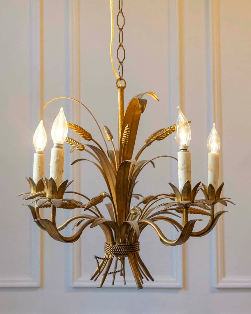 20th-Century French Wheat Sheaf Chandelier, Inspired by Coco Chanel - JAA