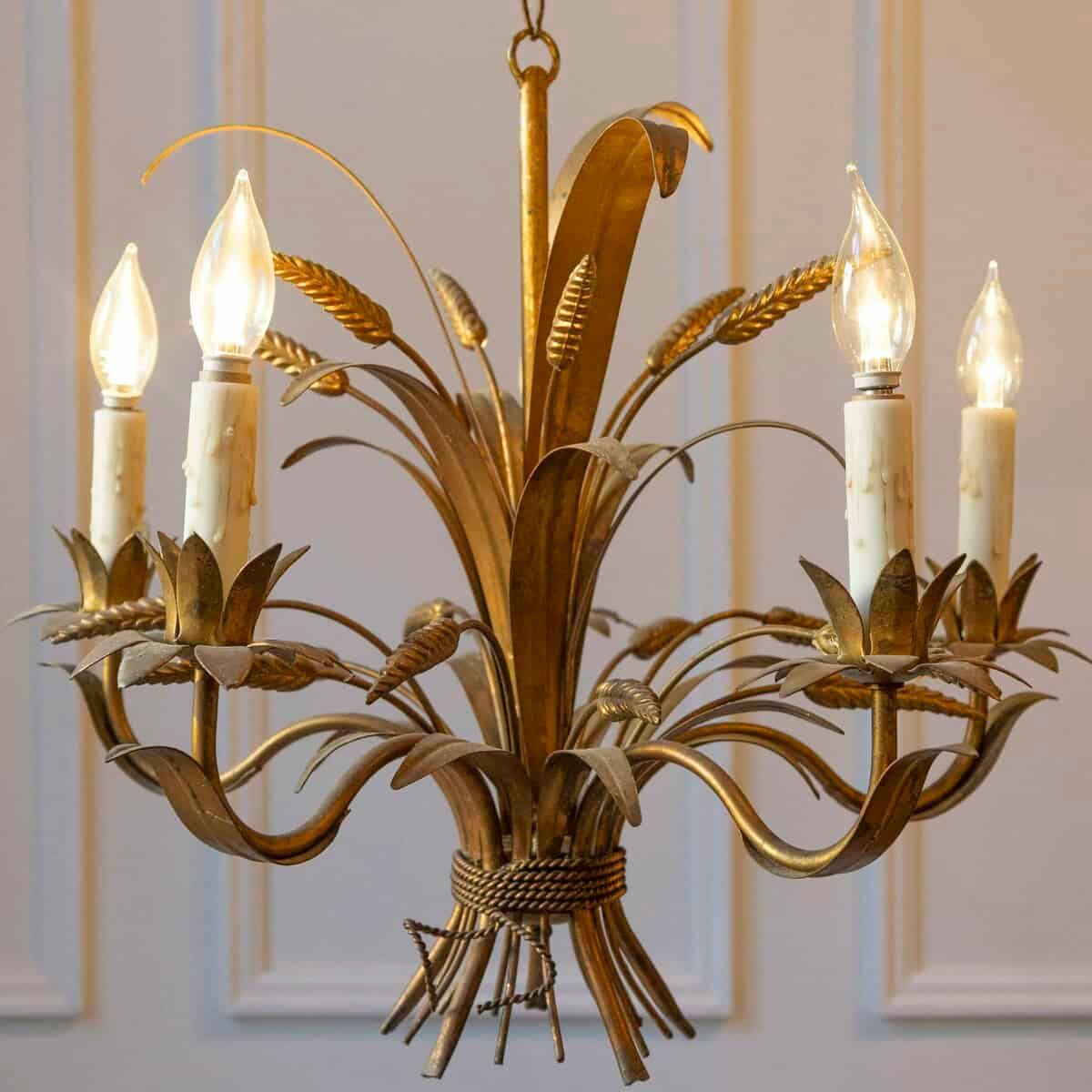 20th-Century French Wheat Sheaf Chandelier, Inspired by Coco Chanel - JAA