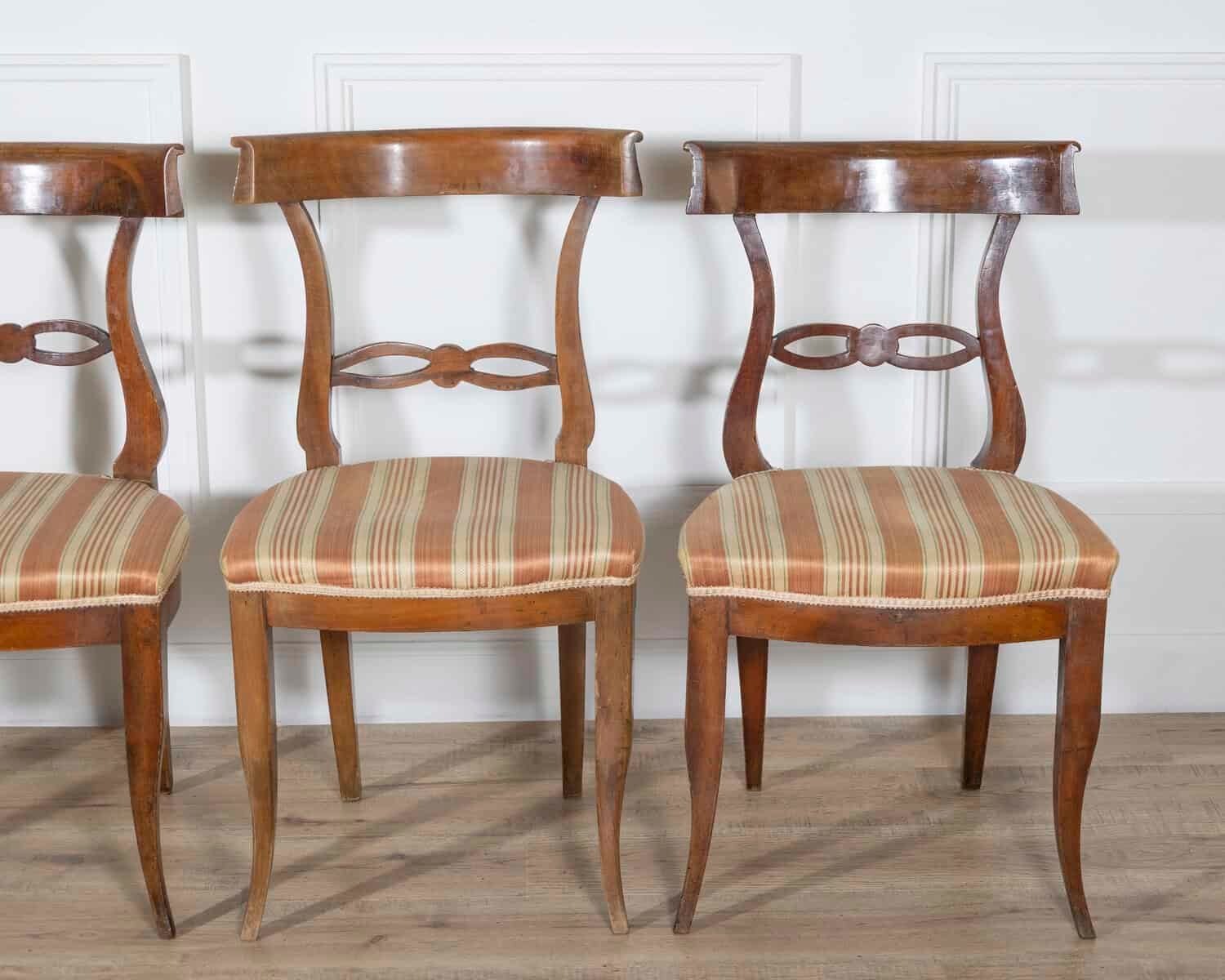 Set of Four Late 18th–Early 19th Century Tuscan Walnut Directoire Chairs - JAA