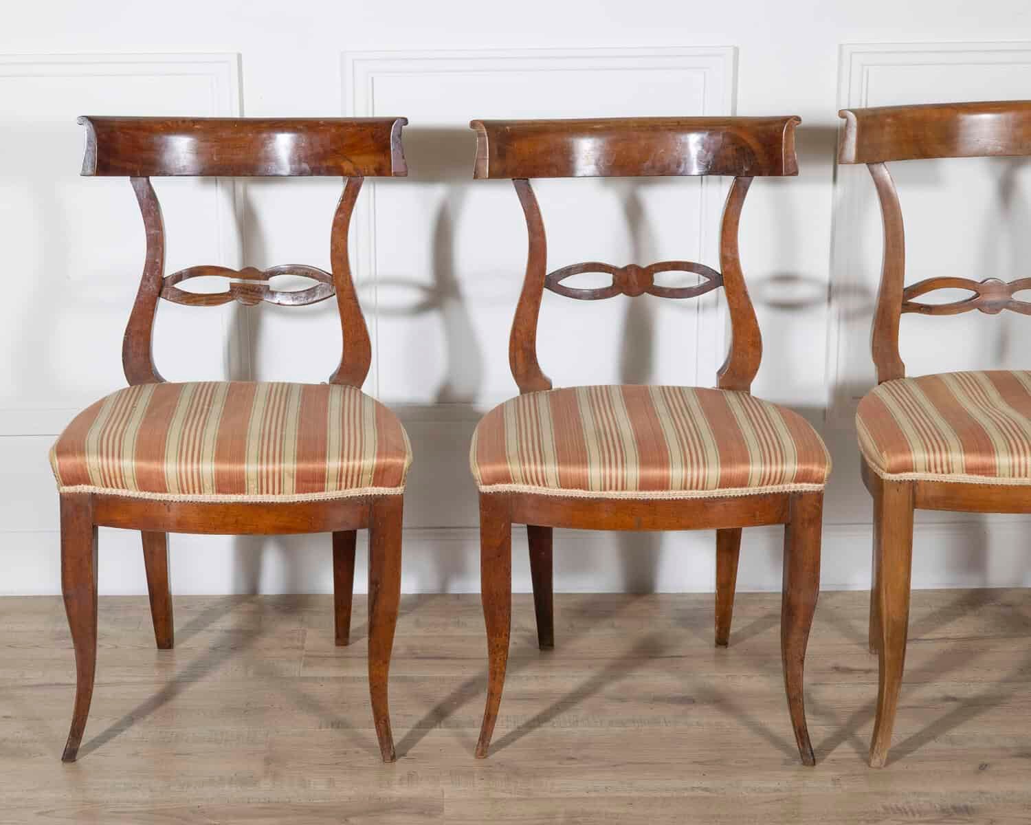 Set of Four Late 18th–Early 19th Century Tuscan Walnut Directoire Chairs - JAA