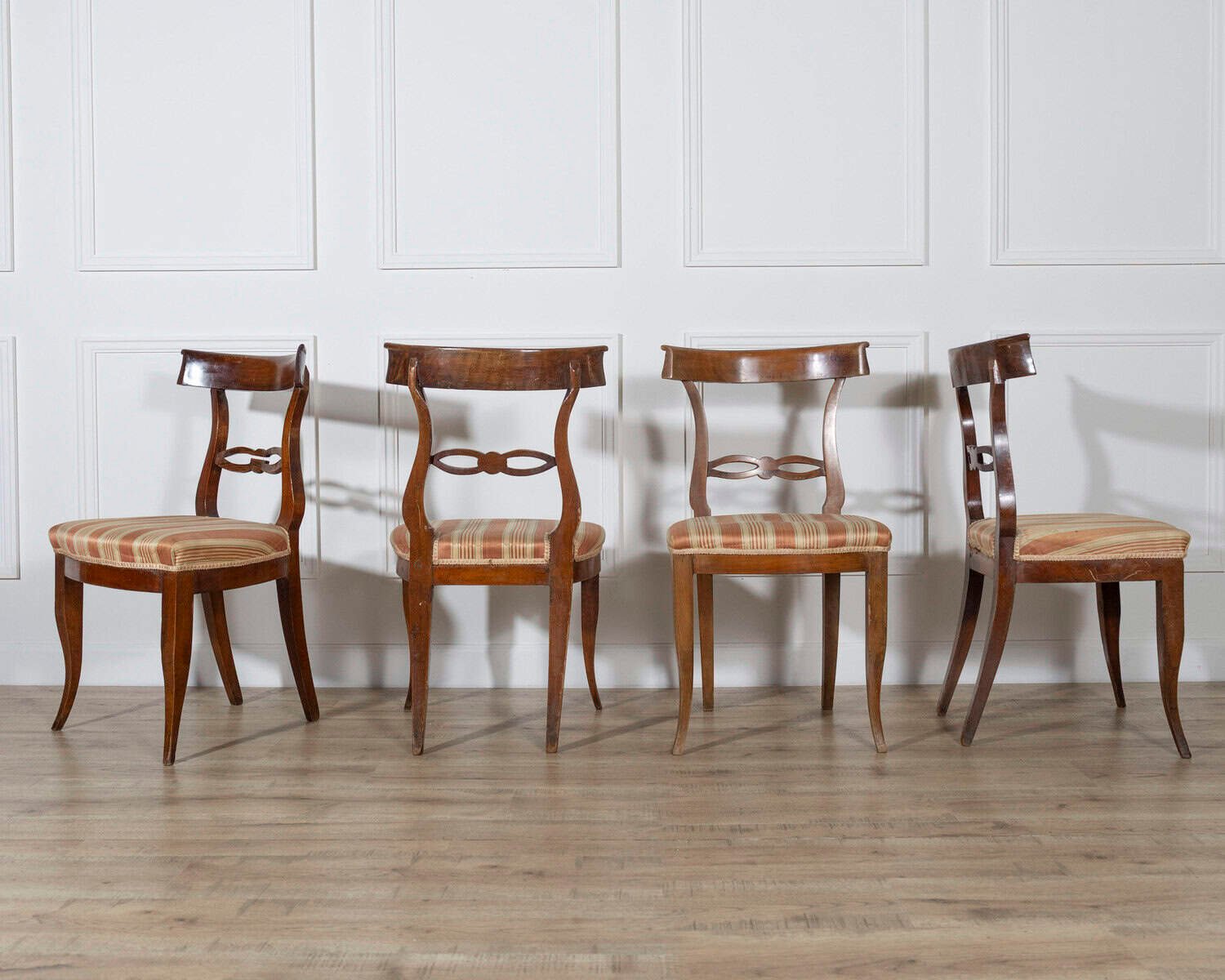 Set of Four Late 18th–Early 19th Century Tuscan Walnut Directoire Chairs - JAA
