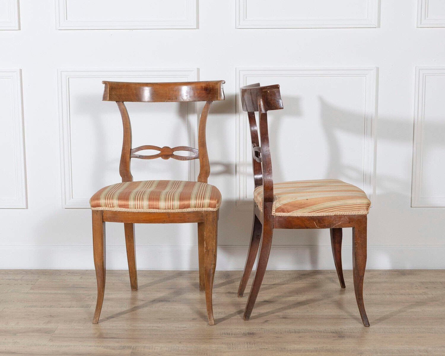 Set of Four Late 18th–Early 19th Century Tuscan Walnut Directoire Chairs - JAA