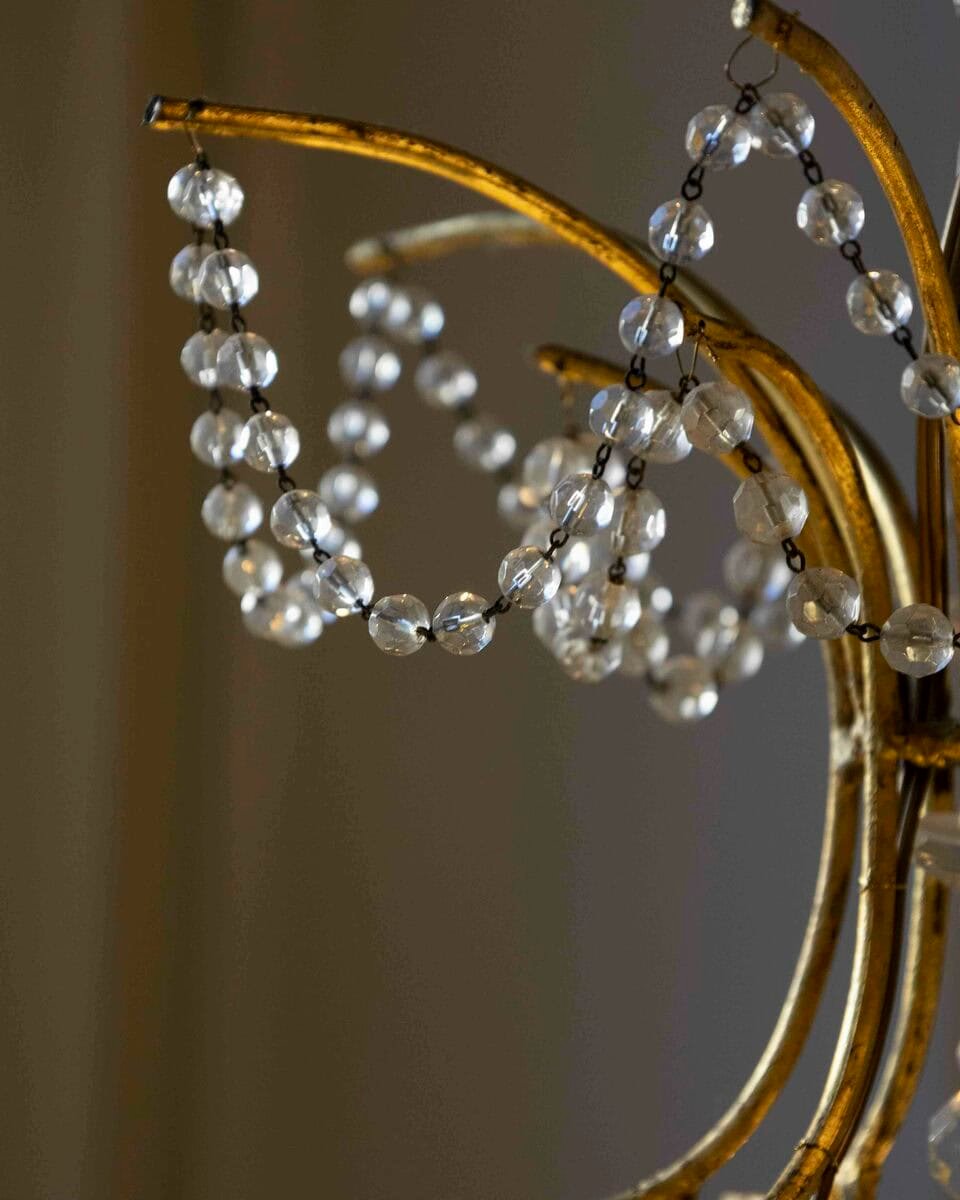 Italian Mid-18th Century Maria Teresa Gilt Iron and Crystal Chandelier - JAA