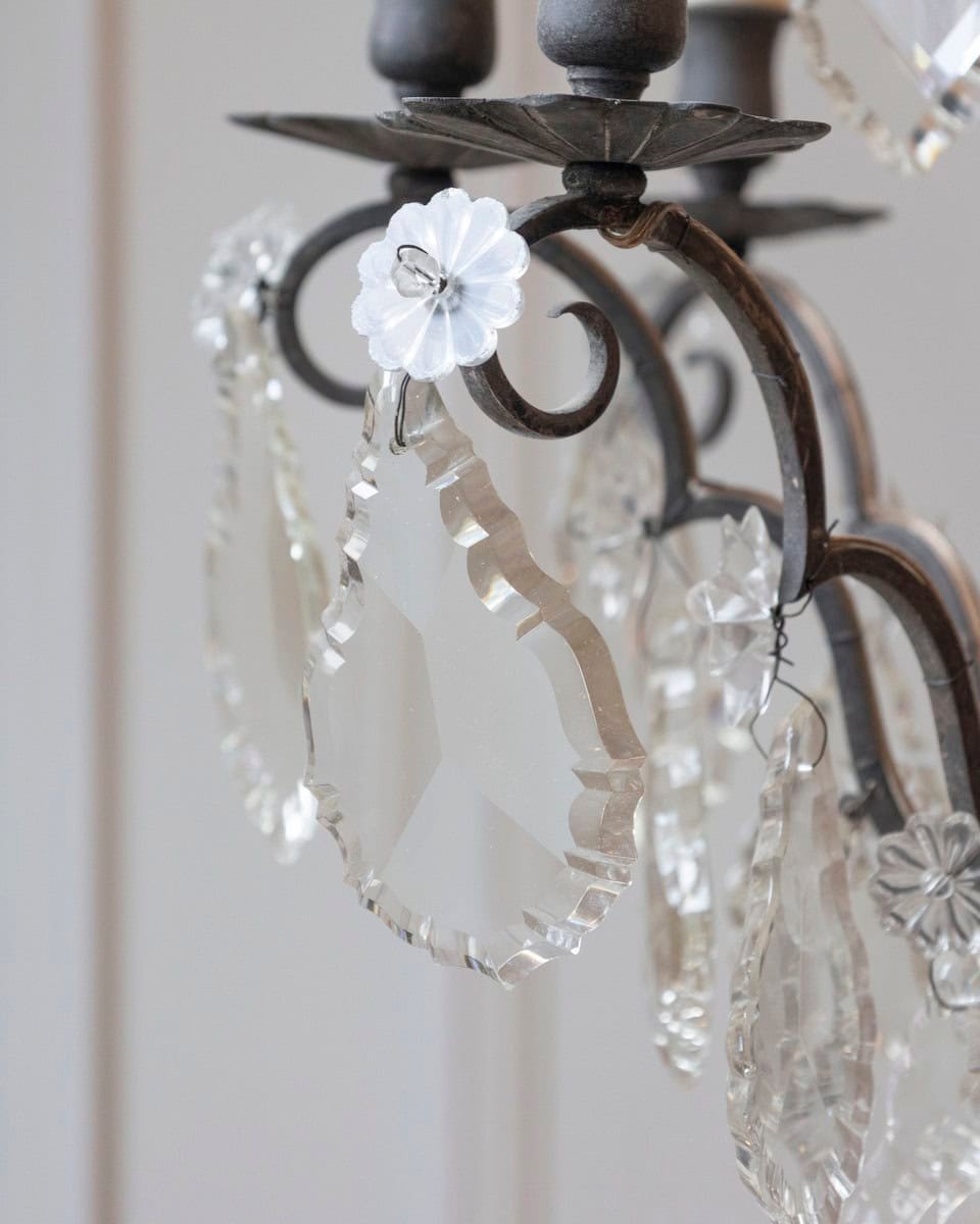 French Eight Arms Crystal Chandelier with Metal Armature from the 19th Century - JAA