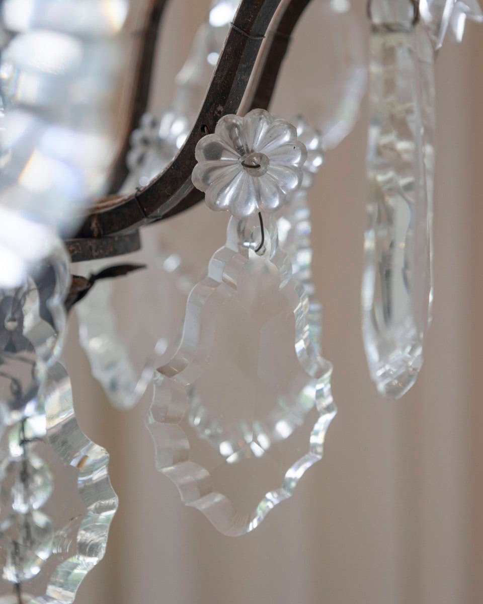 French Eight Arms Crystal Chandelier with Metal Armature from the 19th Century - JAA