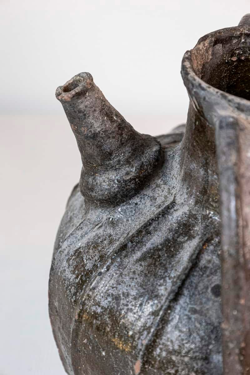 French Provincial 19th Century Glazed Pottery Pouring Jug with Two Handles - JAA