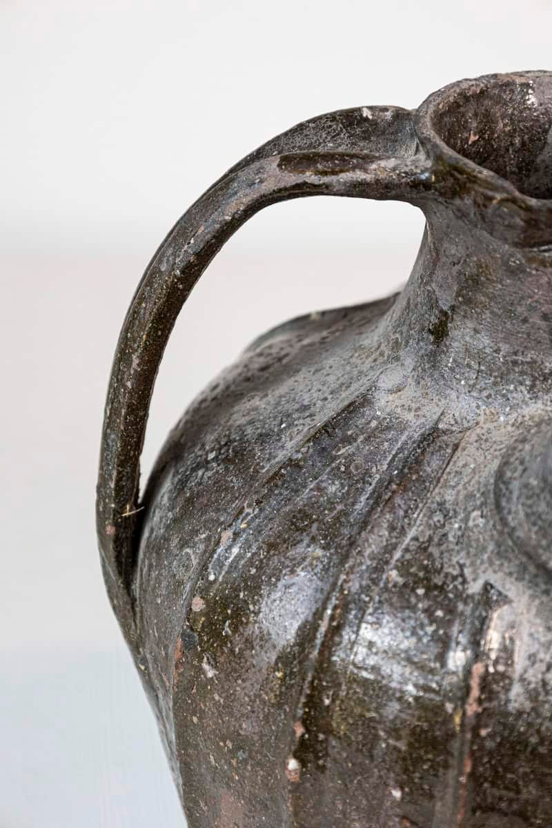 French Provincial 19th Century Glazed Pottery Pouring Jug with Two Handles - JAA