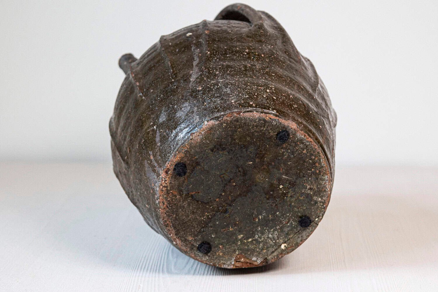 French Provincial 19th Century Glazed Pottery Pouring Jug with Two Handles - JAA