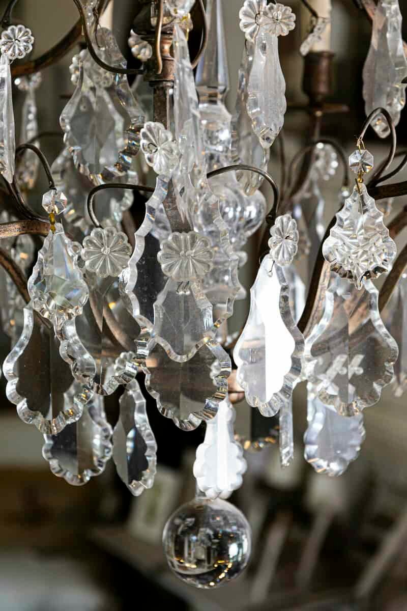 French Six-Light Crystal and Iron Chandelier with Obelisks, Late 19th Century - JAA