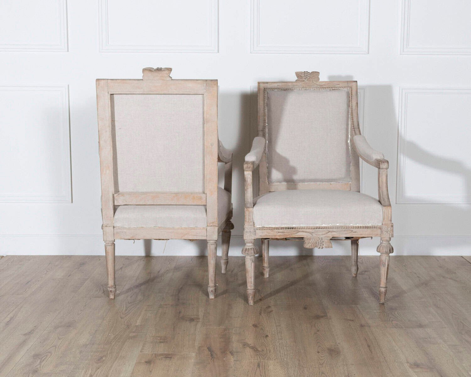 Pair of Early 20th Century Swedish Gustavian Style Carved Armchairs - JAA