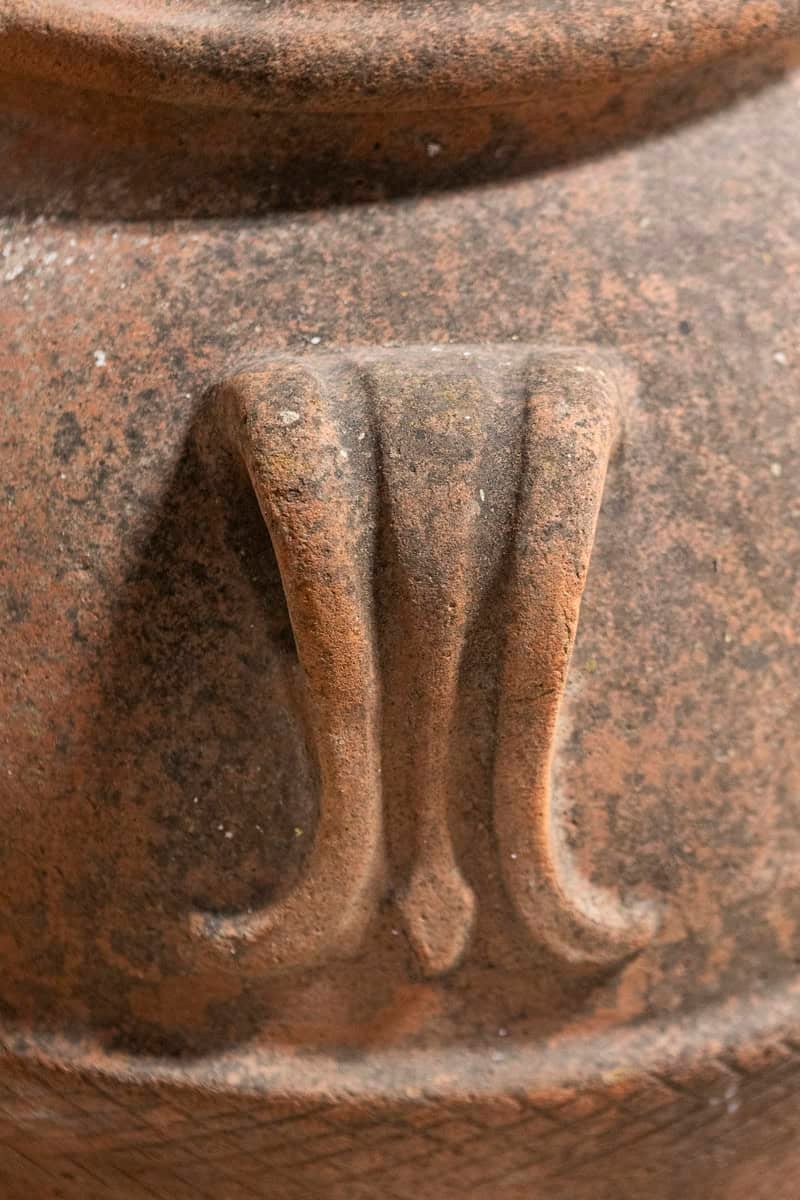 Italian 19th Century Terracotta Planter with Crosshatched Motifs and Patina - JAA