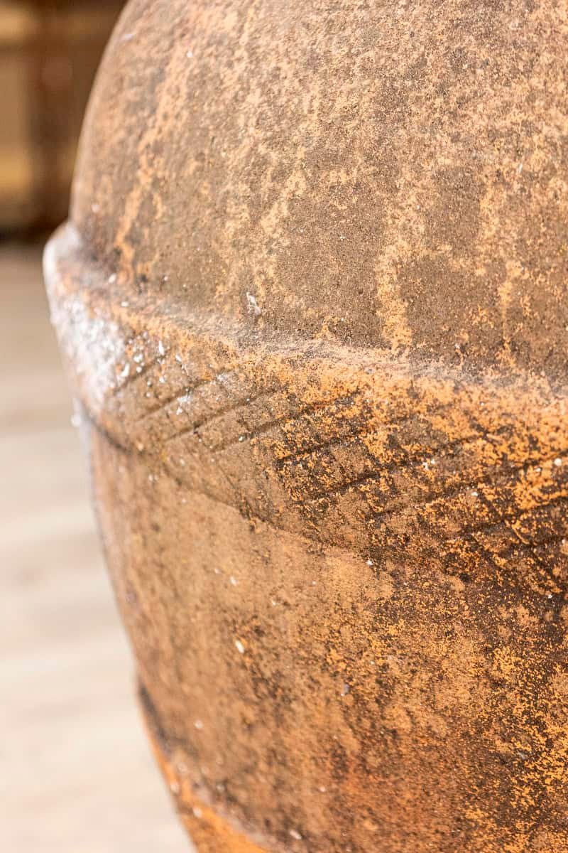 Italian 19th Century Terracotta Planter with Crosshatched Motifs and Patina - JAA