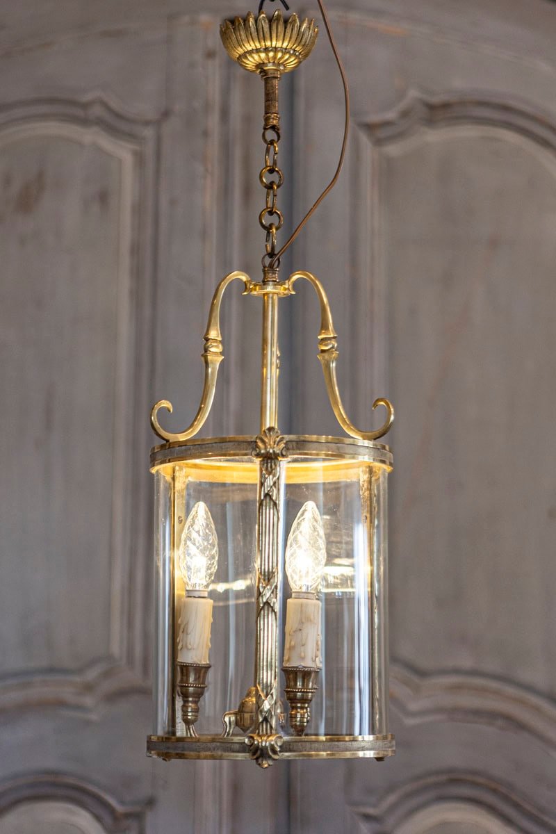 20th Century French Brass and Glass Lantern - JAA