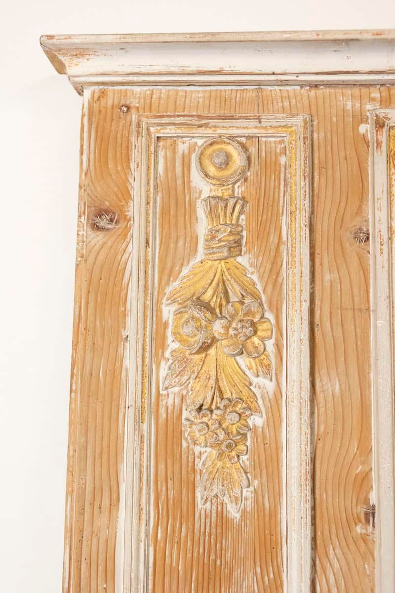 French Louis XVI 1790s Trumeau Mirror with Original Painting and Gilt Details - JAA