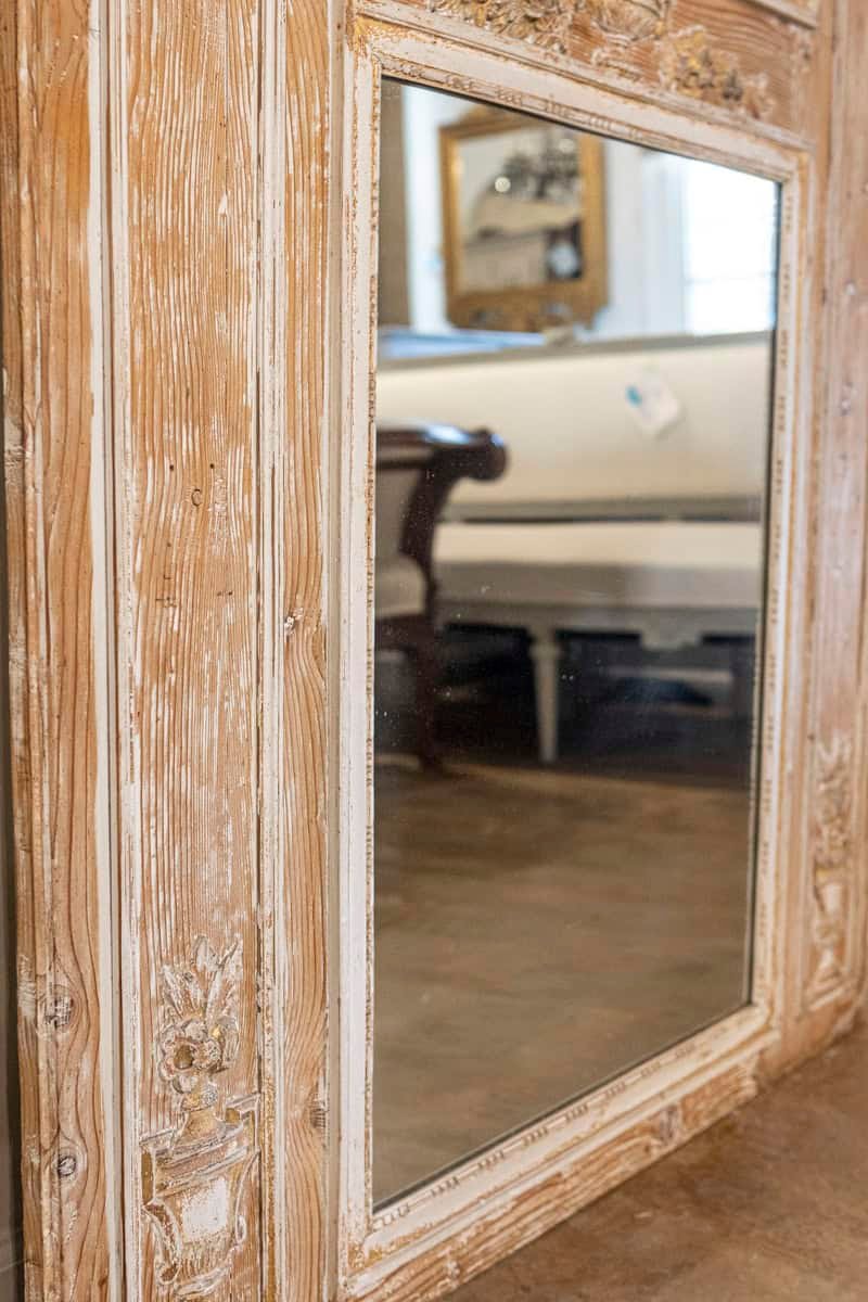 French Louis XVI 1790s Trumeau Mirror with Original Painting and Gilt Details - JAA