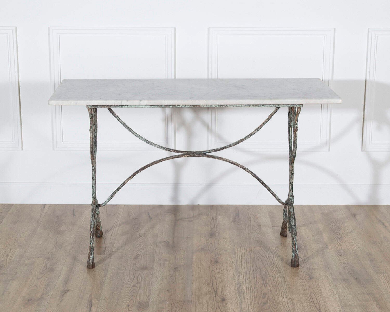 Art Nouveau Cast-Iron Bistro Table with Carrara Marble Top, circa 1900 - JAA