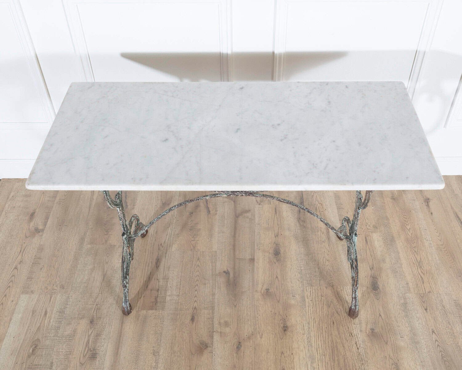 Art Nouveau Cast-Iron Bistro Table with Carrara Marble Top, circa 1900 - JAA