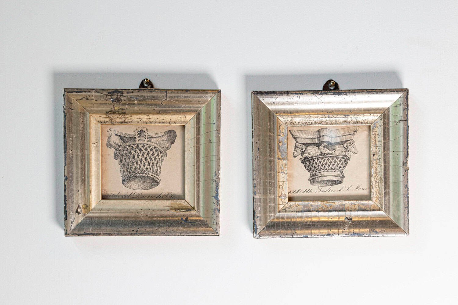 A Pair of Italian 19th Century Engravings Depicting Capitals in Silver Frames - JAA