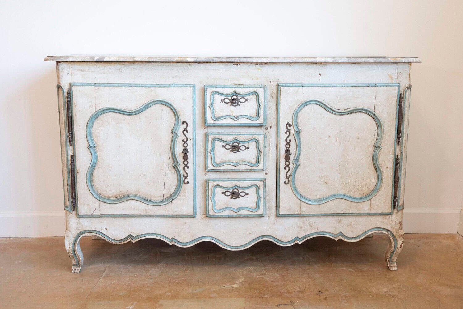 French Painted Buffet of the Louis XV Period with Two Doors and Three Drawers - JAA