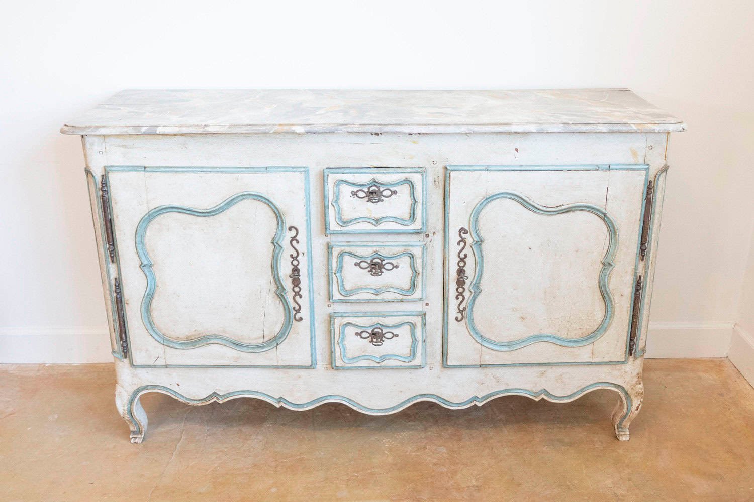 French Painted Buffet of the Louis XV Period with Two Doors and Three Drawers - JAA