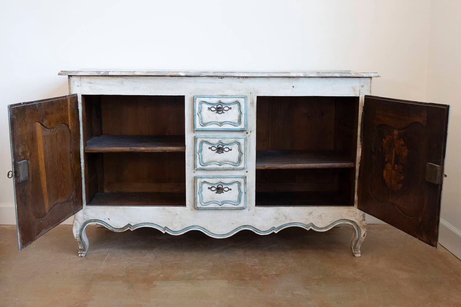 French Painted Buffet of the Louis XV Period with Two Doors and Three Drawers - JAA