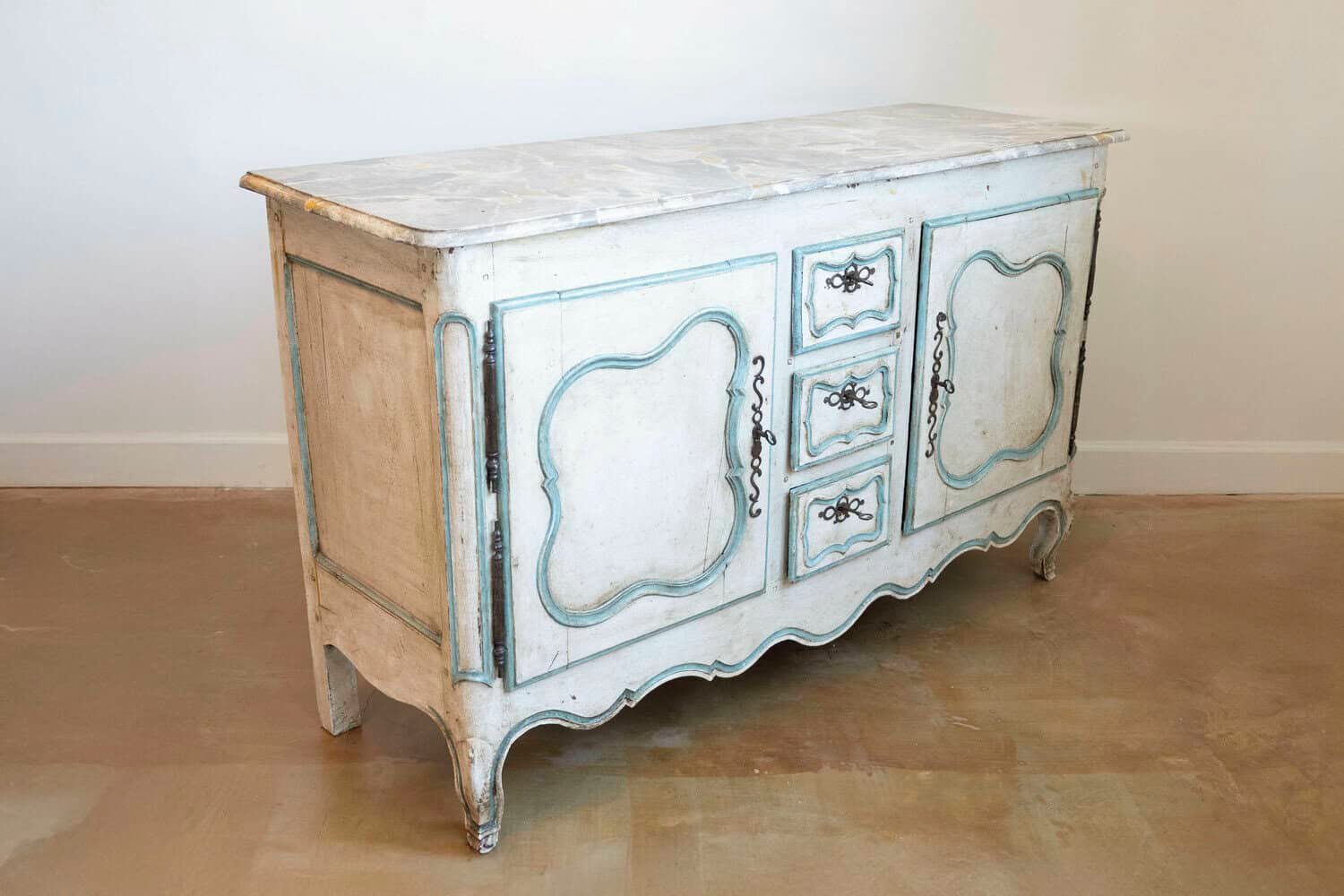 French Painted Buffet of the Louis XV Period with Two Doors and Three Drawers - JAA