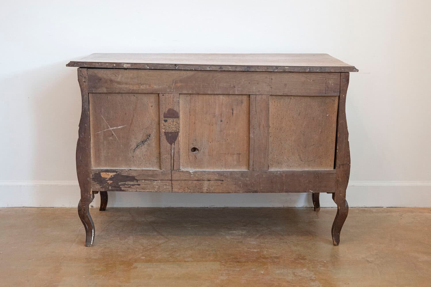 1730s French Period Louis XV Walnut Two-Drawer Commode with Bombé Side Panels - JAA