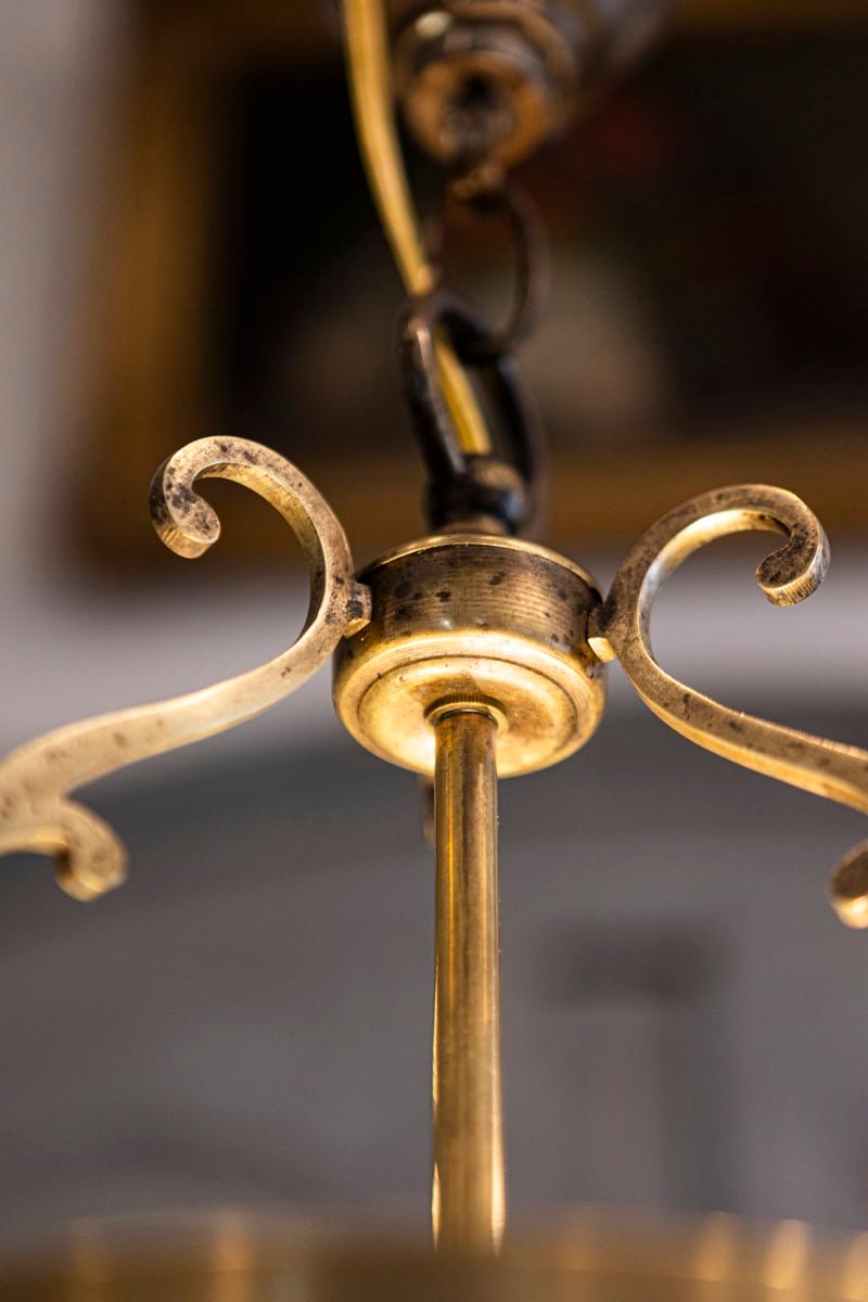 Graceful 20th Century French Brass Lantern with Curved Detailing - JAA