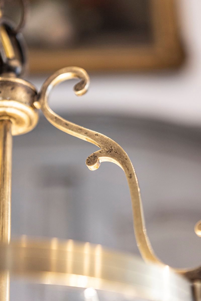 Graceful 20th Century French Brass Lantern with Curved Detailing - JAA