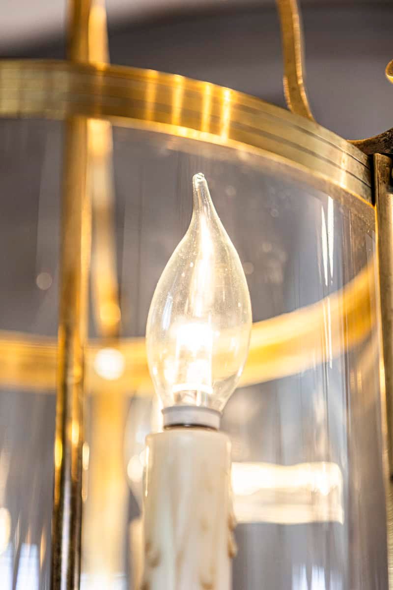 Graceful 20th Century French Brass Lantern with Curved Detailing - JAA