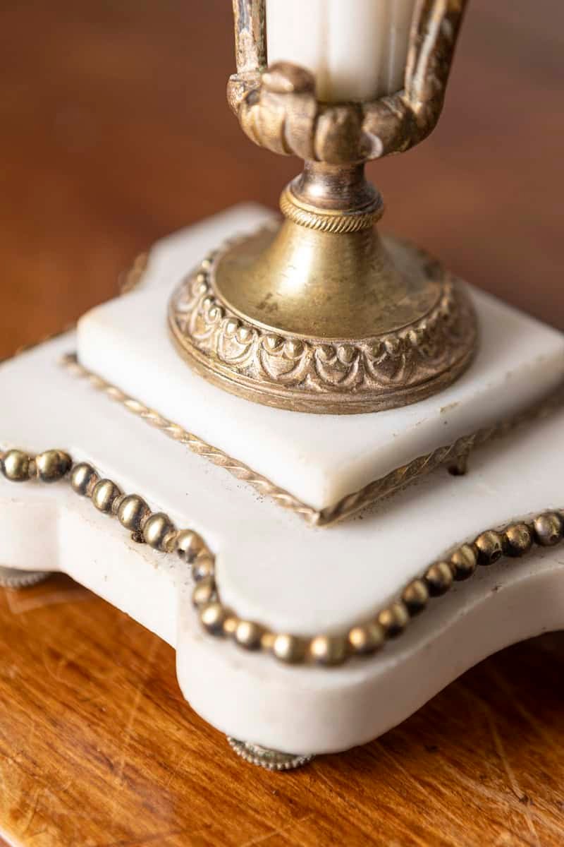 Pair of 19th-Century French Neoclassical Marble and Gilt Bronze Candelabras - JAA