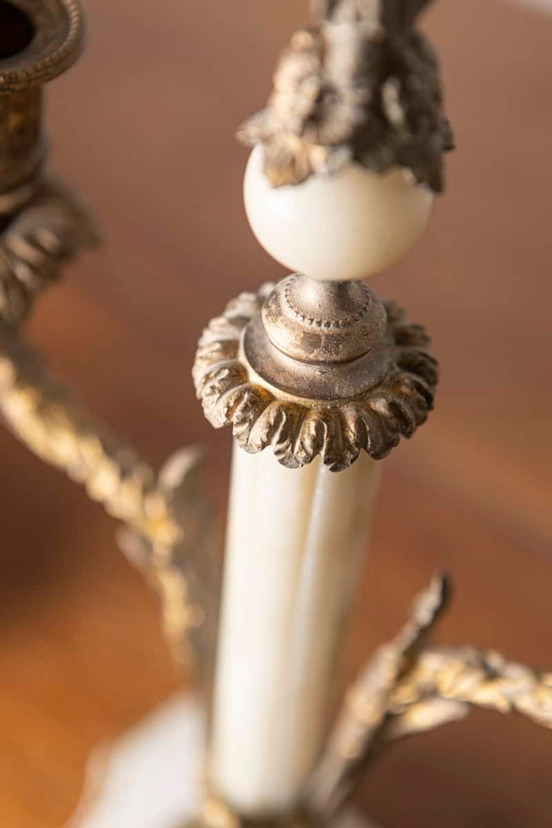 Pair of 19th-Century French Neoclassical Marble and Gilt Bronze Candelabras - JAA