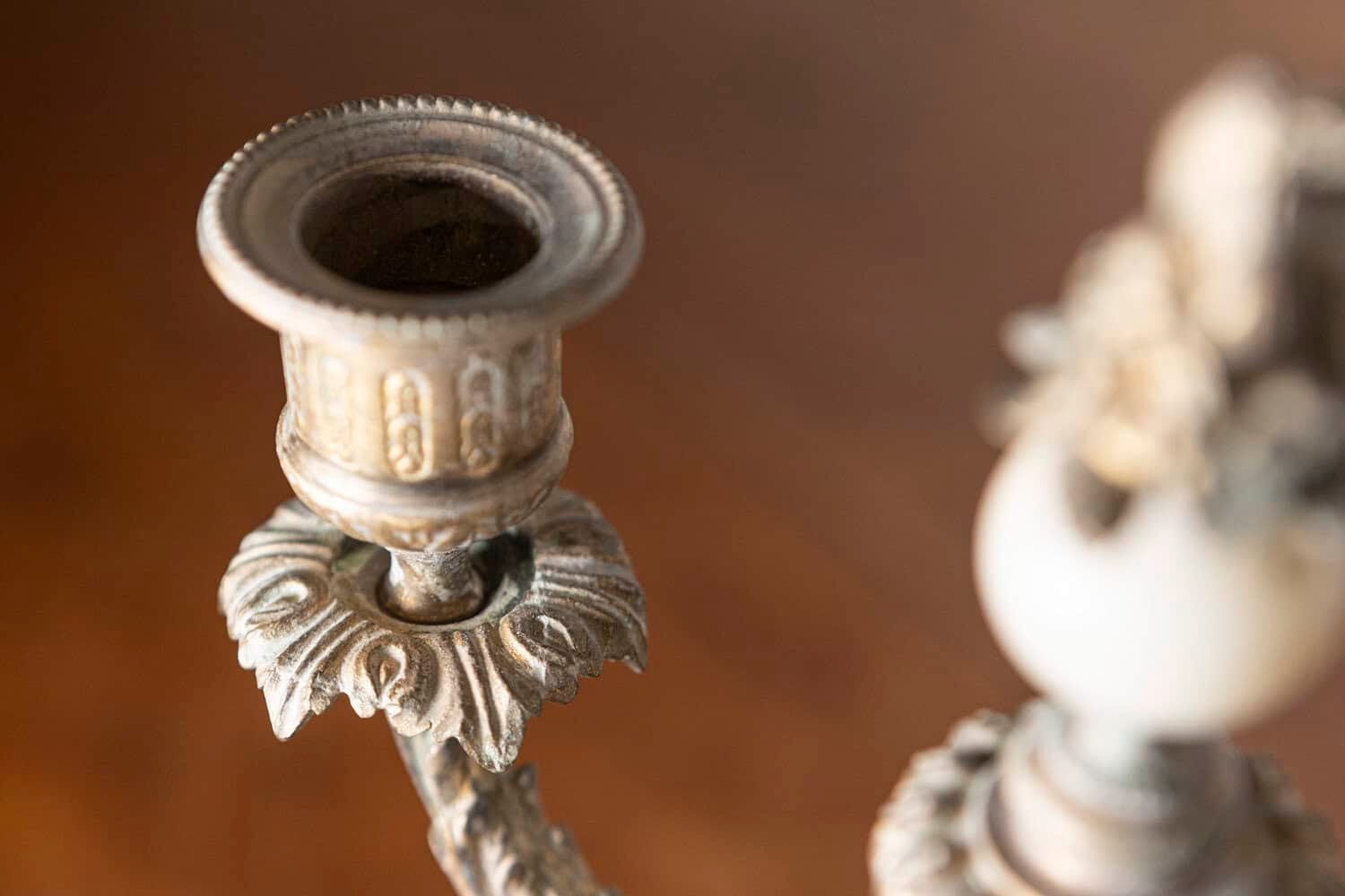 Pair of 19th-Century French Neoclassical Marble and Gilt Bronze Candelabras - JAA