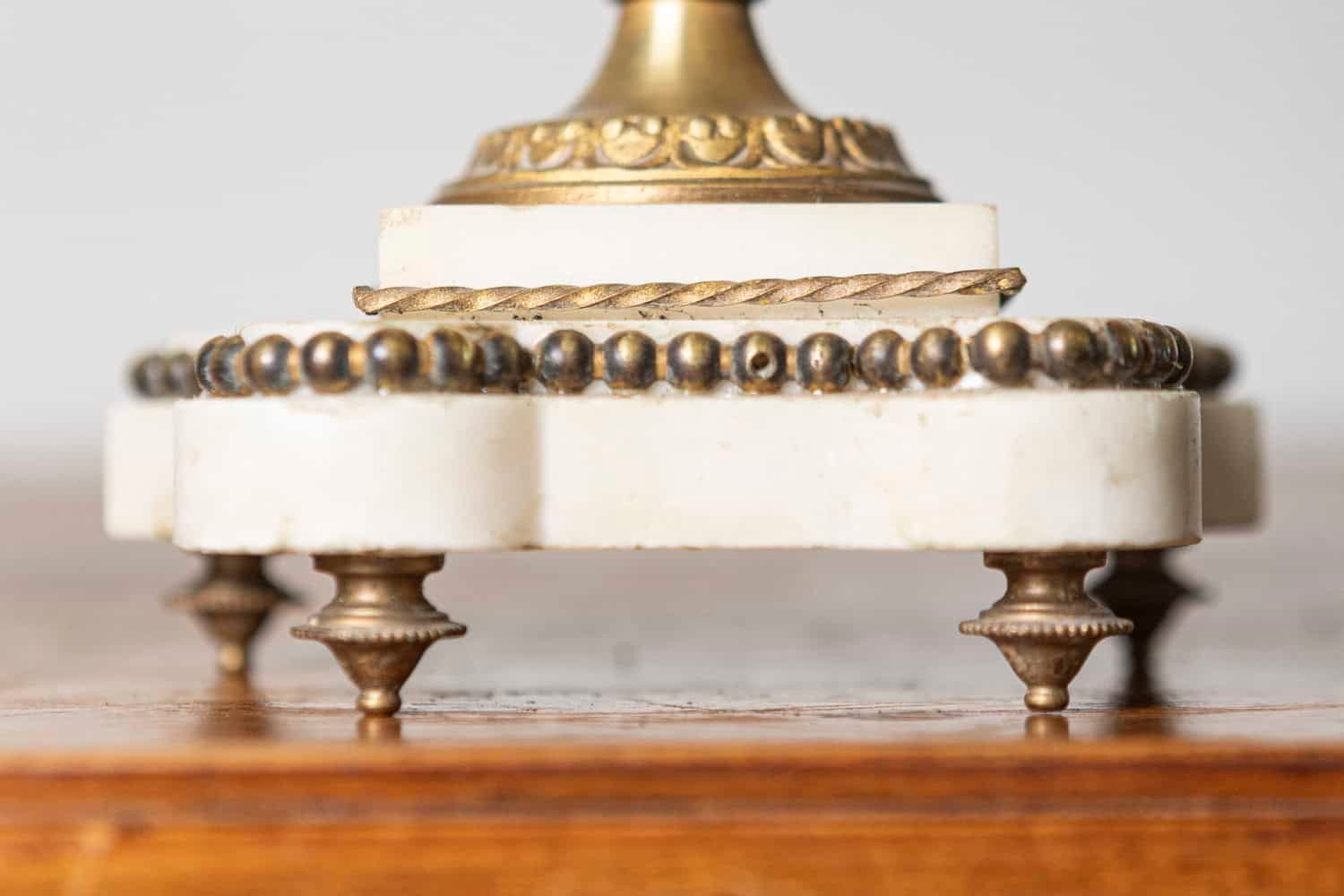 Pair of 19th-Century French Neoclassical Marble and Gilt Bronze Candelabras - JAA