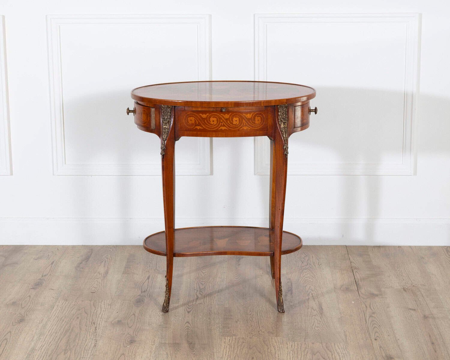French Late 19th Century Napoleon III Marquetry Side Table with Floral Inlay - JAA