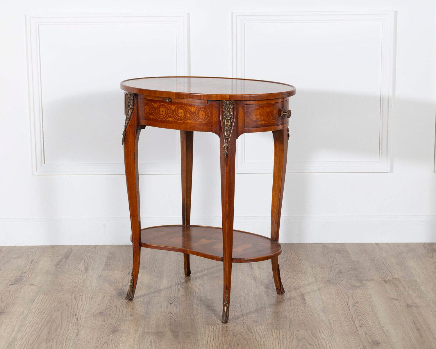 French Late 19th Century Napoleon III Marquetry Side Table with Floral Inlay - JAA
