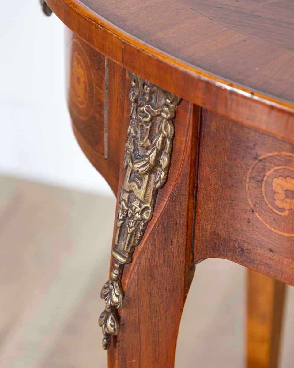 French Late 19th Century Napoleon III Marquetry Side Table with Floral Inlay - JAA