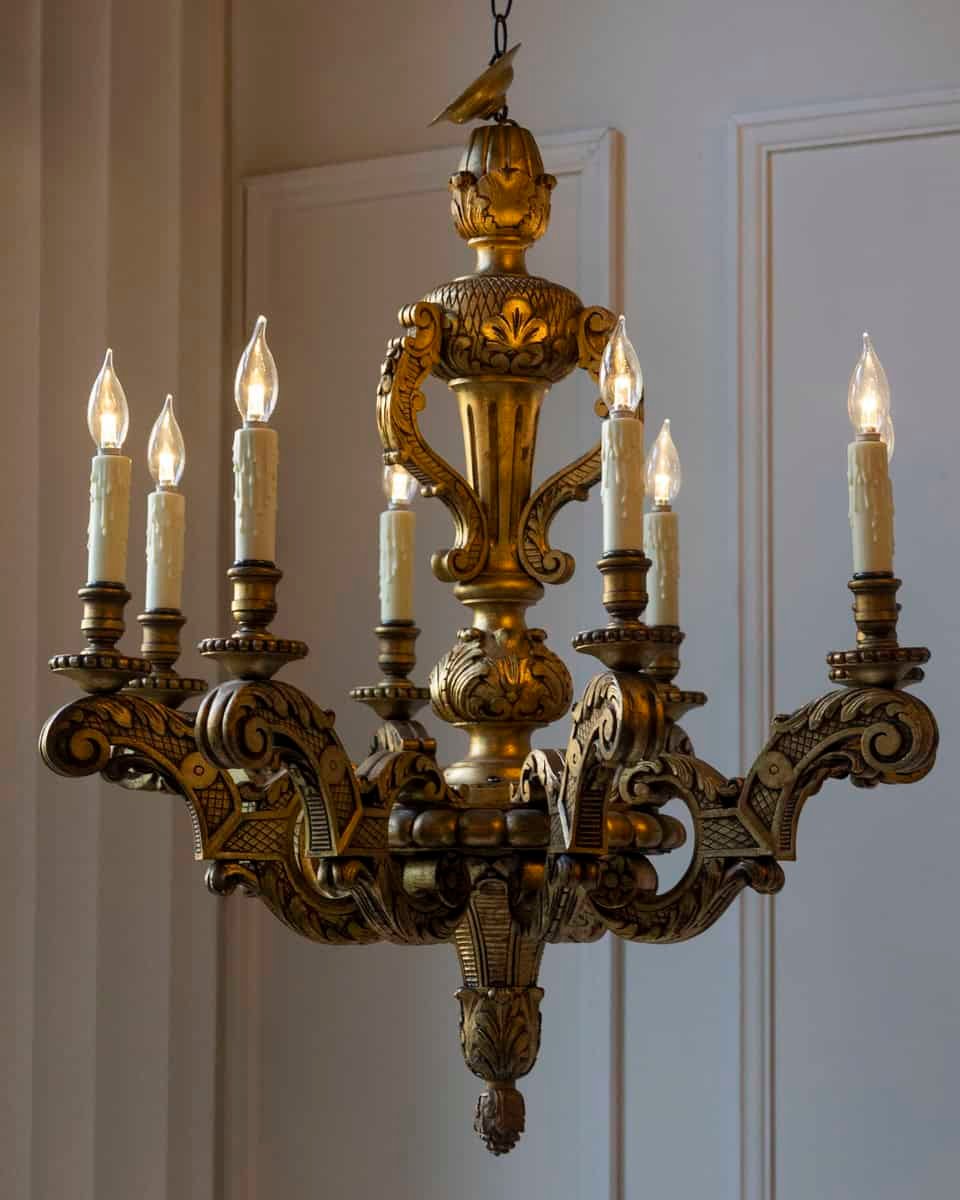 French 20th Century Giltwood Chandelier - JAA