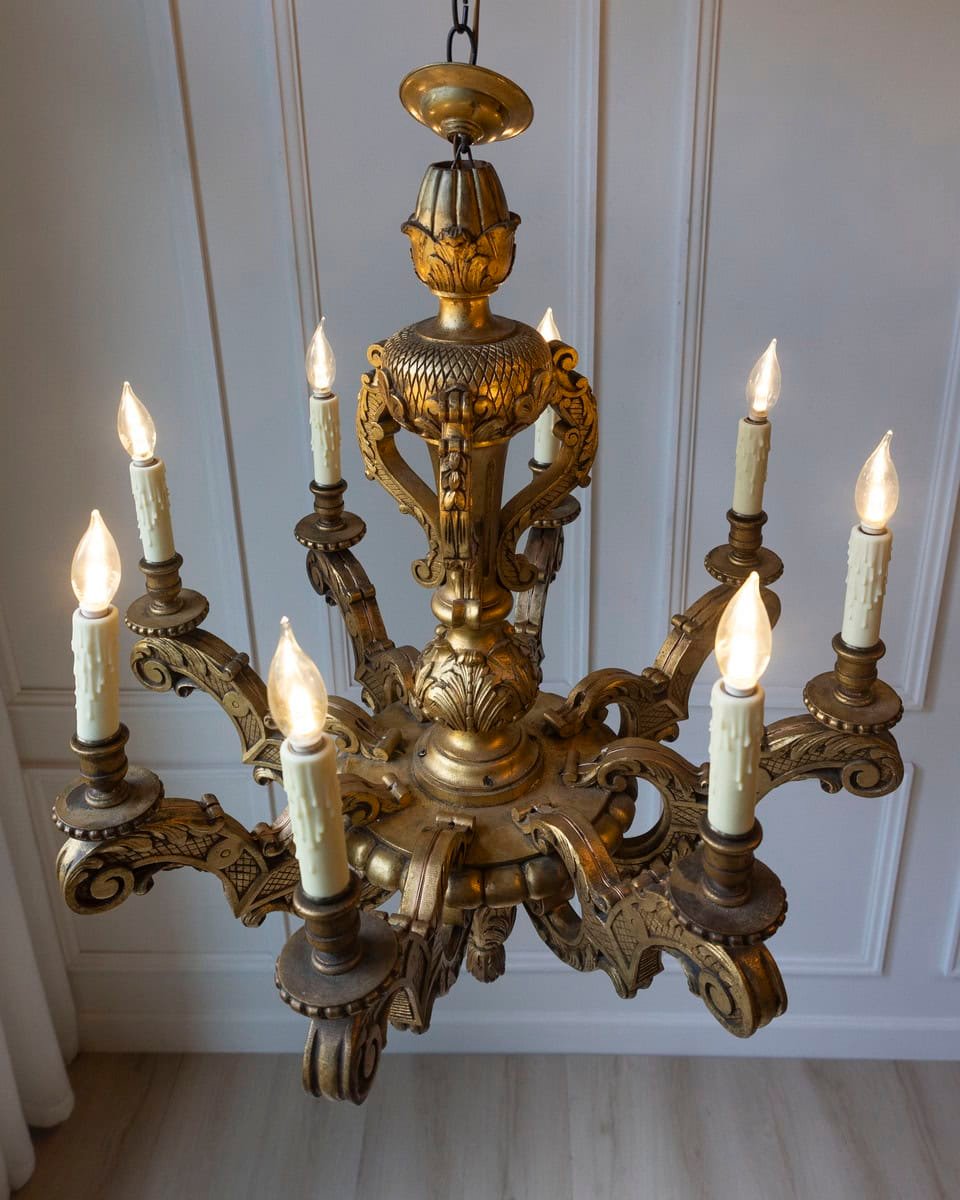 French 20th Century Giltwood Chandelier - JAA