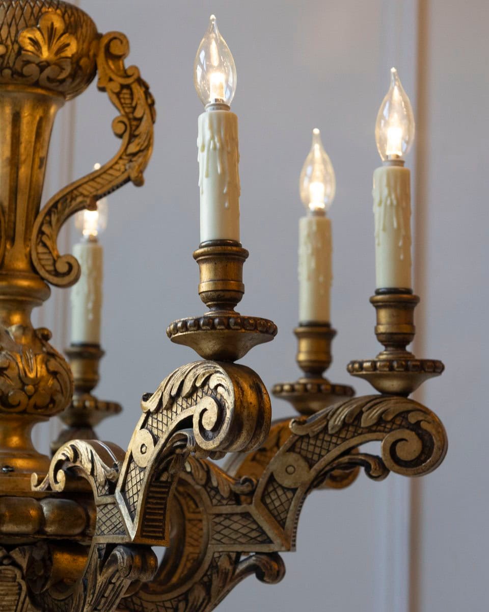 French 20th Century Giltwood Chandelier - JAA