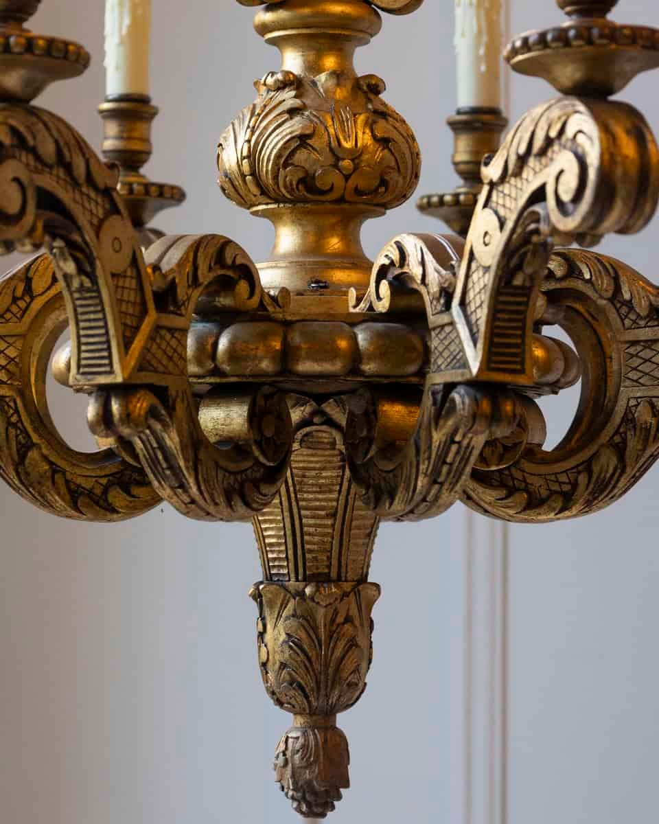 French 20th Century Giltwood Chandelier - JAA