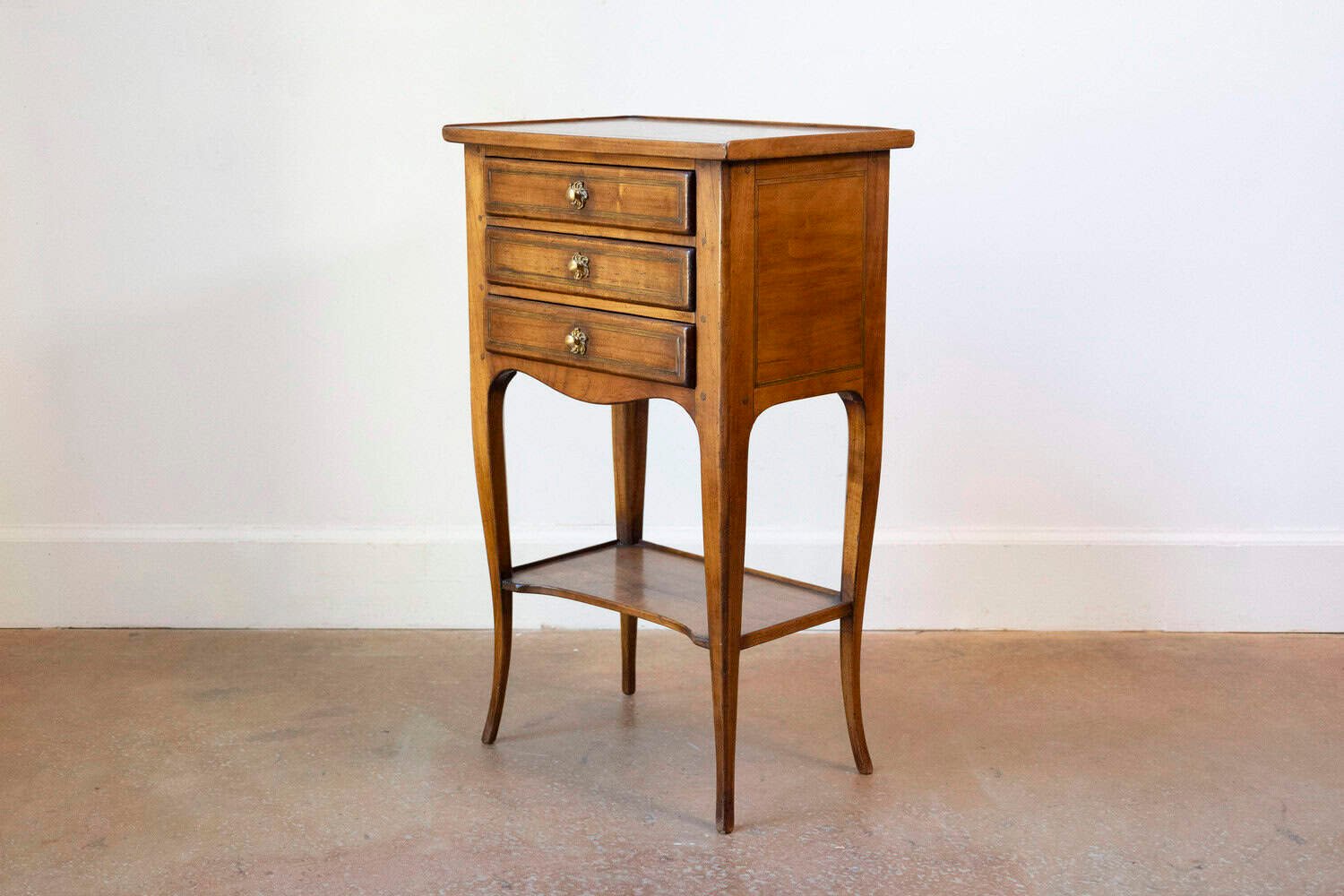 French Louis XV Style Table Chiffonnière with Three Small Drawers and Low Shelf - JAA